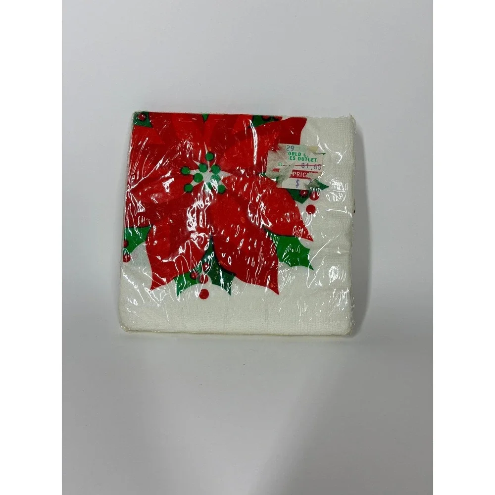 Vintage New Party Papers Poinsettia Christmas Napkins 20 Count 90s 5x5 Sealed